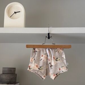 Kids Floral Drawstring Shorts - Light Taupe